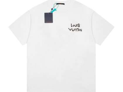 YESKICKS Louis Vuitton Creative Logo Letter Print T-Shirt For Unisex Black And White