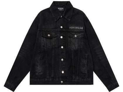 YESKICKS Balenciaga Street Style Long Denim Jacket for Unisex