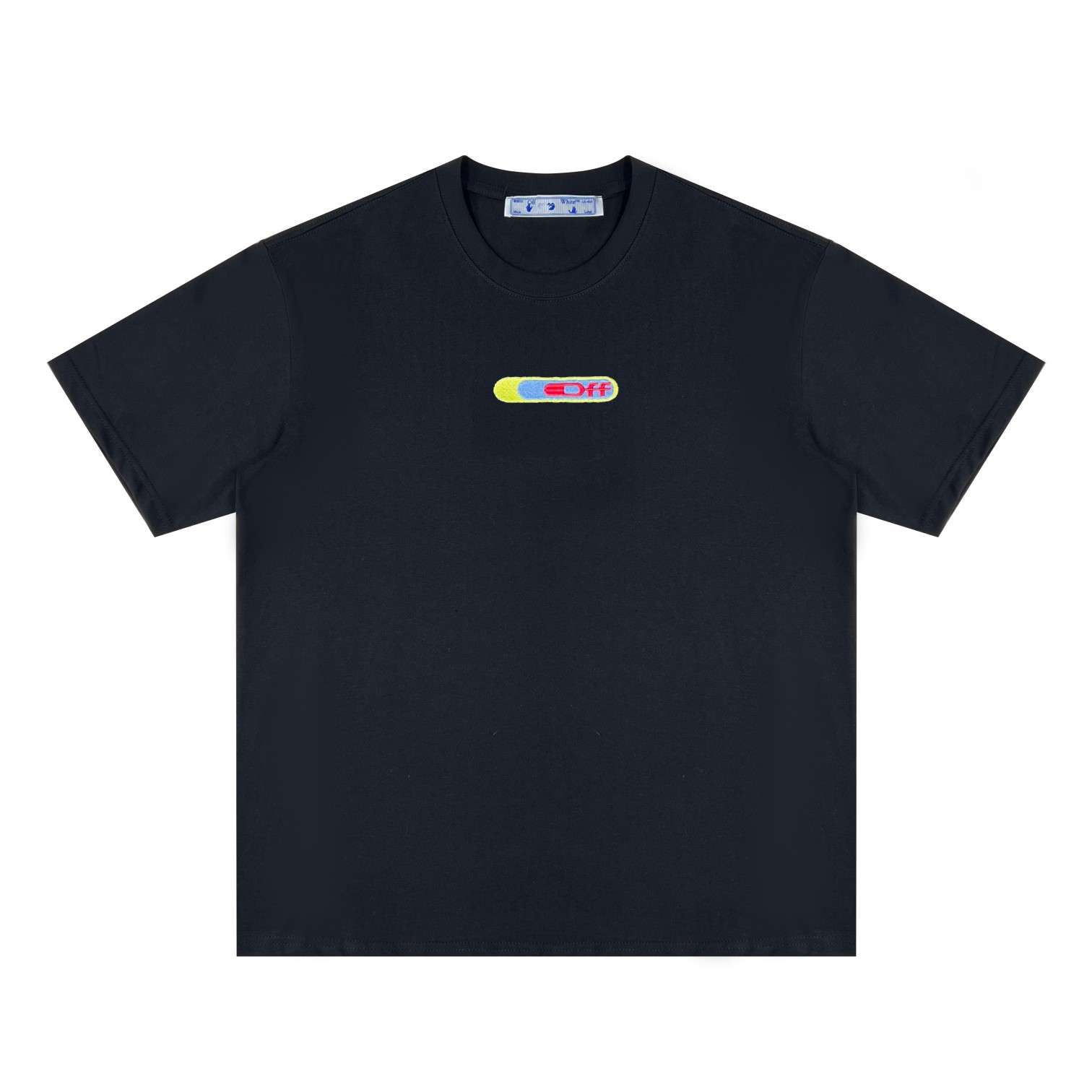 YESKICKS Offwhite Arrow Leaf Pattern Print T-Shirt for Unisex Black And White