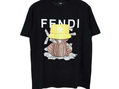 YESKICKS Fendi Dollar Patterns Print T-Shirt for Unisex Black And White