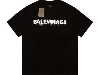 YESKICKS Balenciaga Logo Letter Print T-shirt for Unisex Black And White