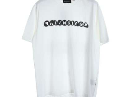 YESKICKS Balenciaga Logo Letter Print T-shirt for Unisex Black And White