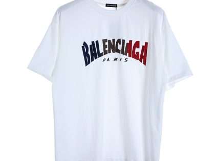 YESKICKS Balenciaga Logo Letter Print T-shirt for Unisex Black And White
