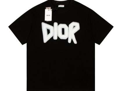 YESKICKS Dior Logo Casual T-shirt for Unisex Black and White