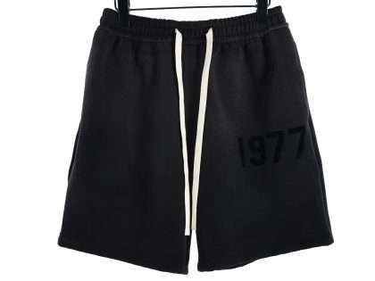 YESKICKS Fear Of God Washed 1977 Flocked Letter Print Shorts Pants for Men