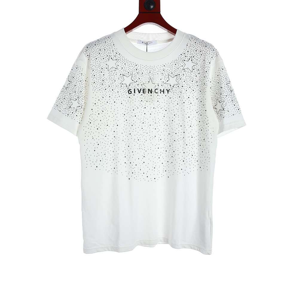 YESKICKS Givenchy Pentagram Printed Short Sleeve T-Shirt For Unisex Black And White