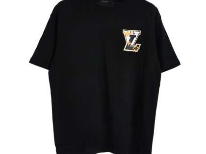 YESKICKS Louis Vuitton Colorblocked Logo Print T-Shirt For Unisex Black And White