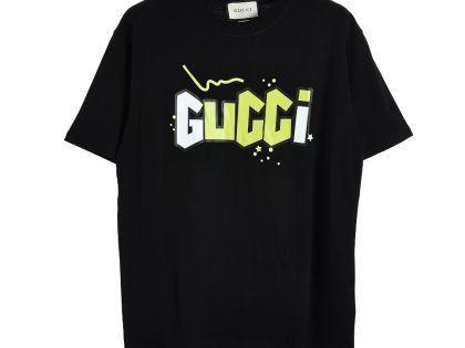 YESKICKS Gucci Logo Print T-Shirt for Unisex Black And White