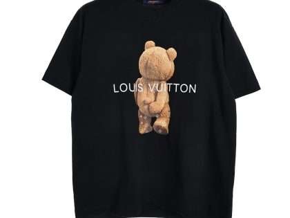 YESKICKS Louis Vuitton Bear Print T-Shirt For Unisex Black And Apricot