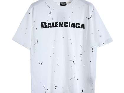 YESKICKS Balenciaga Splash Ink Monogram Print T-Shirt for Unisex Black And White