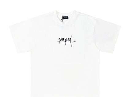 YESKICKS Balenciaga Creative Logo Letter Print T-Shirt for Unisex Black And White