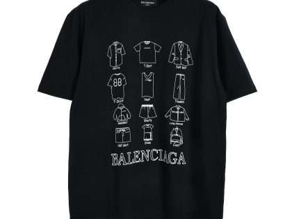YESKICKS Balenciaga Garment Printing Short Sleeve T-Shirt for Unisex Black And White