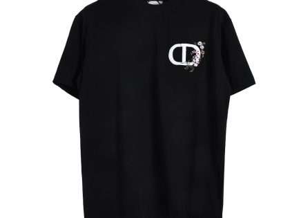 YESKICKS Dior Letter Chest Embroidery Short Sleeve T-Shirt For Unisex Black And White