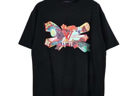 YESKICKS Louis Vuitton Fireworks Iron-On T-Shirt For Unisex Black And White