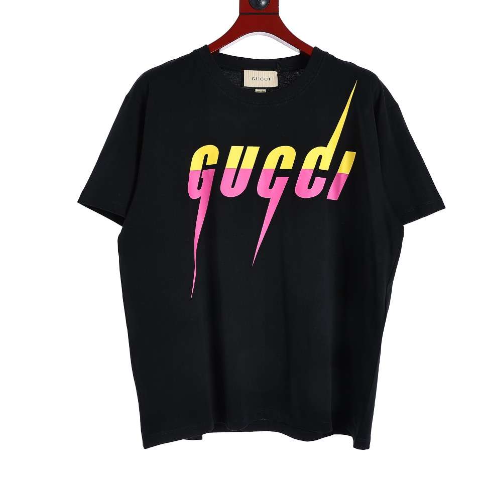 YESKICKS Gucci Lightning Logo Print T-Shirt For Unisex