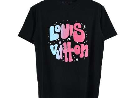 YESKICKS Louis Vuitton Gradient Logo Foam Print T-Shirt For Unisex Black And White
