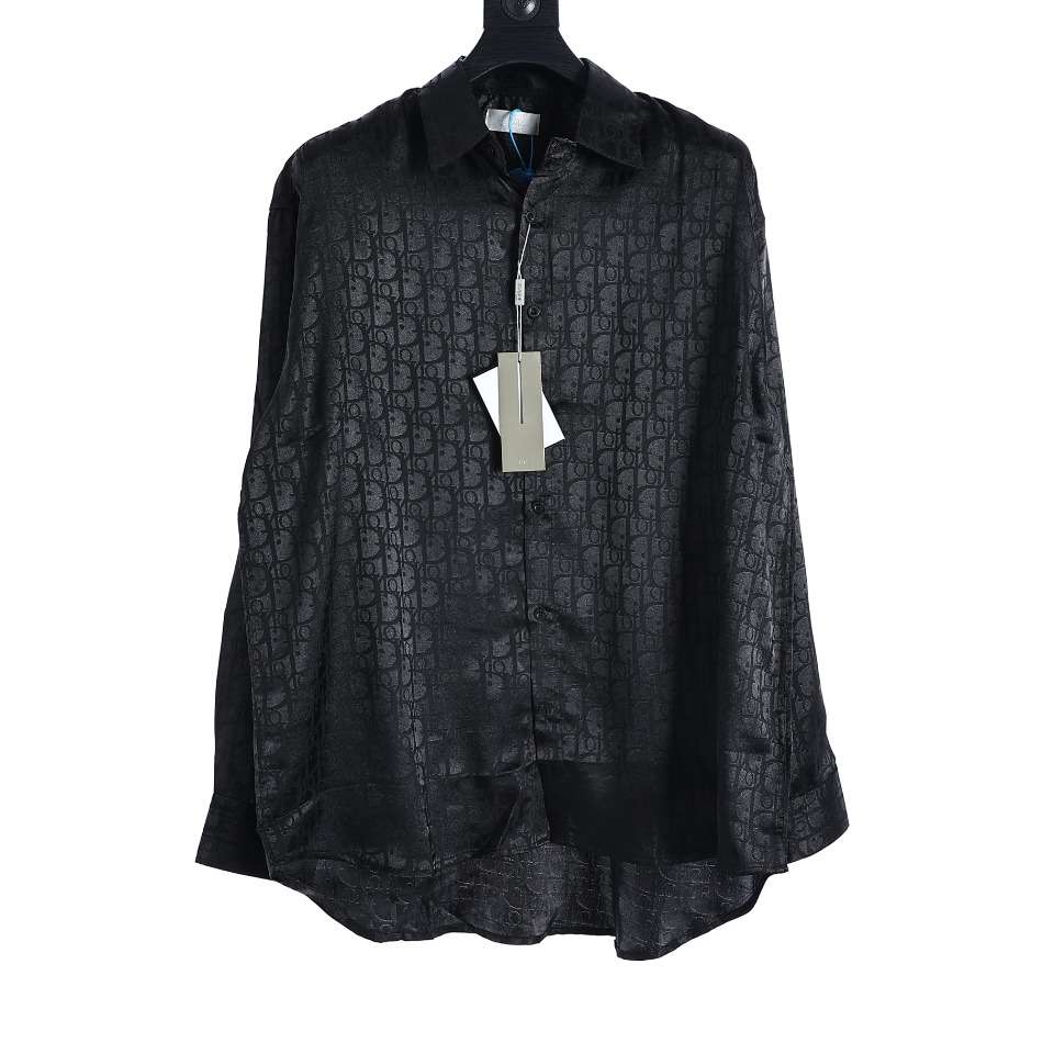 YESKICKS Dior Silk Openwork Jacquard Old Flower Long-Sleeved Shirt For Unisex