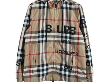 YESKICKS Burberry Plaid Thick Rubber Letter Zipper Hooded Jacket Coat For Unisex