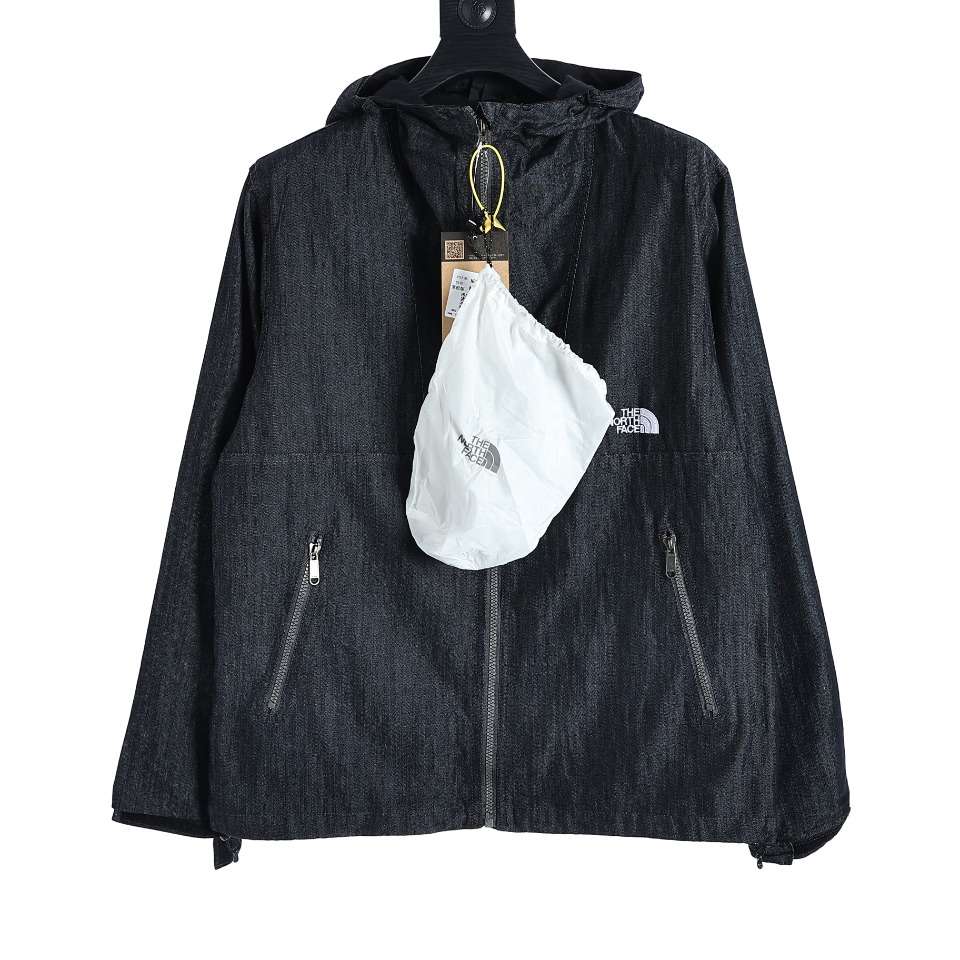 YESKICKS The North Face Denim Jacket Coat For Unisex Black And Denim Blue