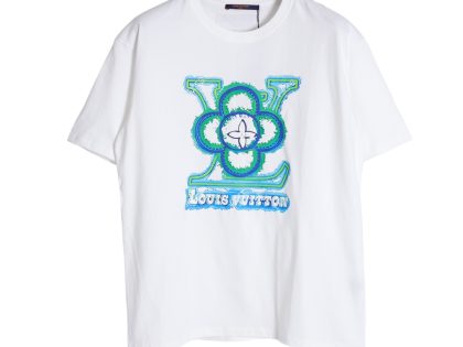 YESKICKS Louis Vuitton Sunflower Letter Print T-Shirt For Unisex Black And White