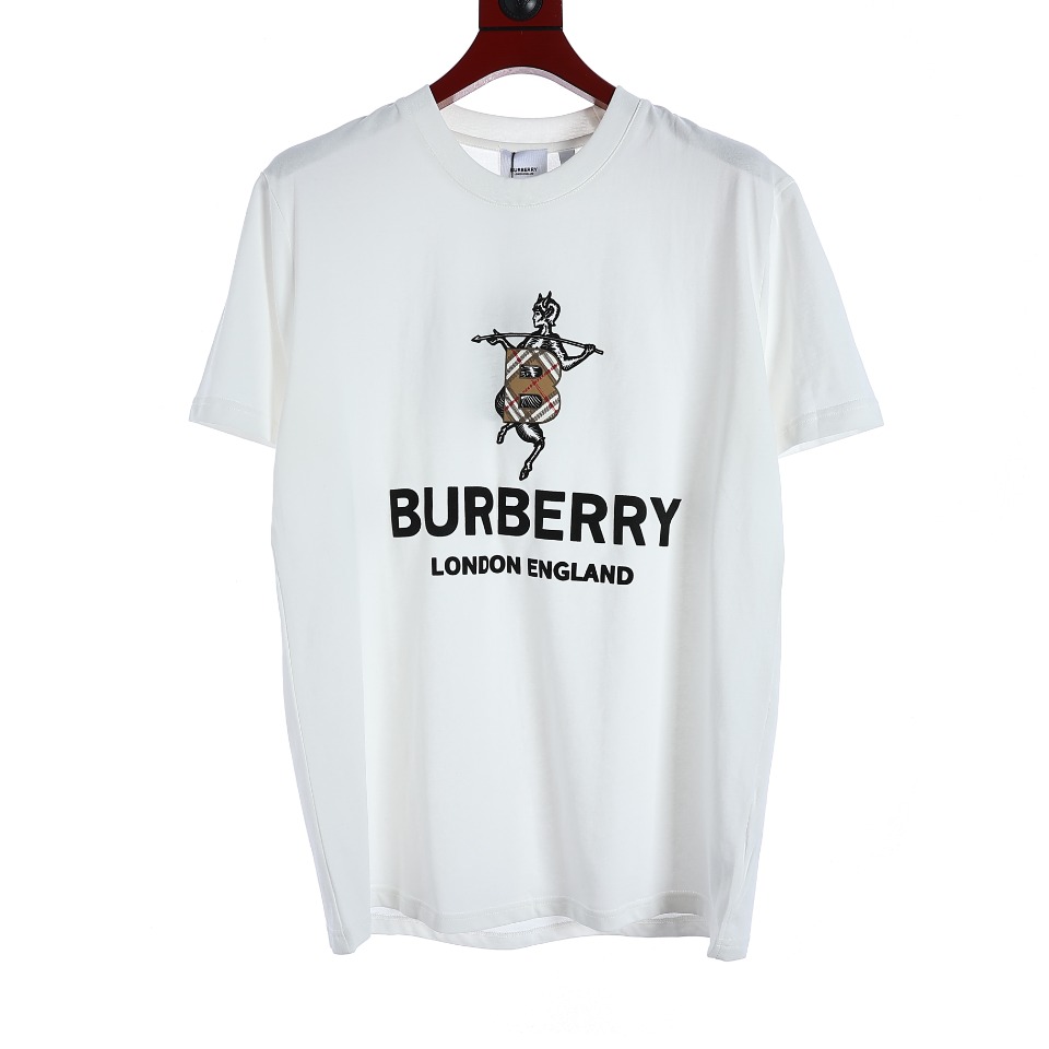 YESKICKS Burberry Character Model Print T-Shirt For Unisex Black And White