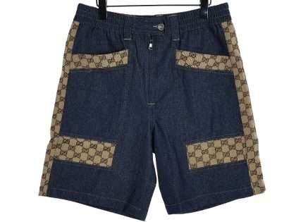 YESKICKS Gucci Patchwork Denim Shorts Pants For Men