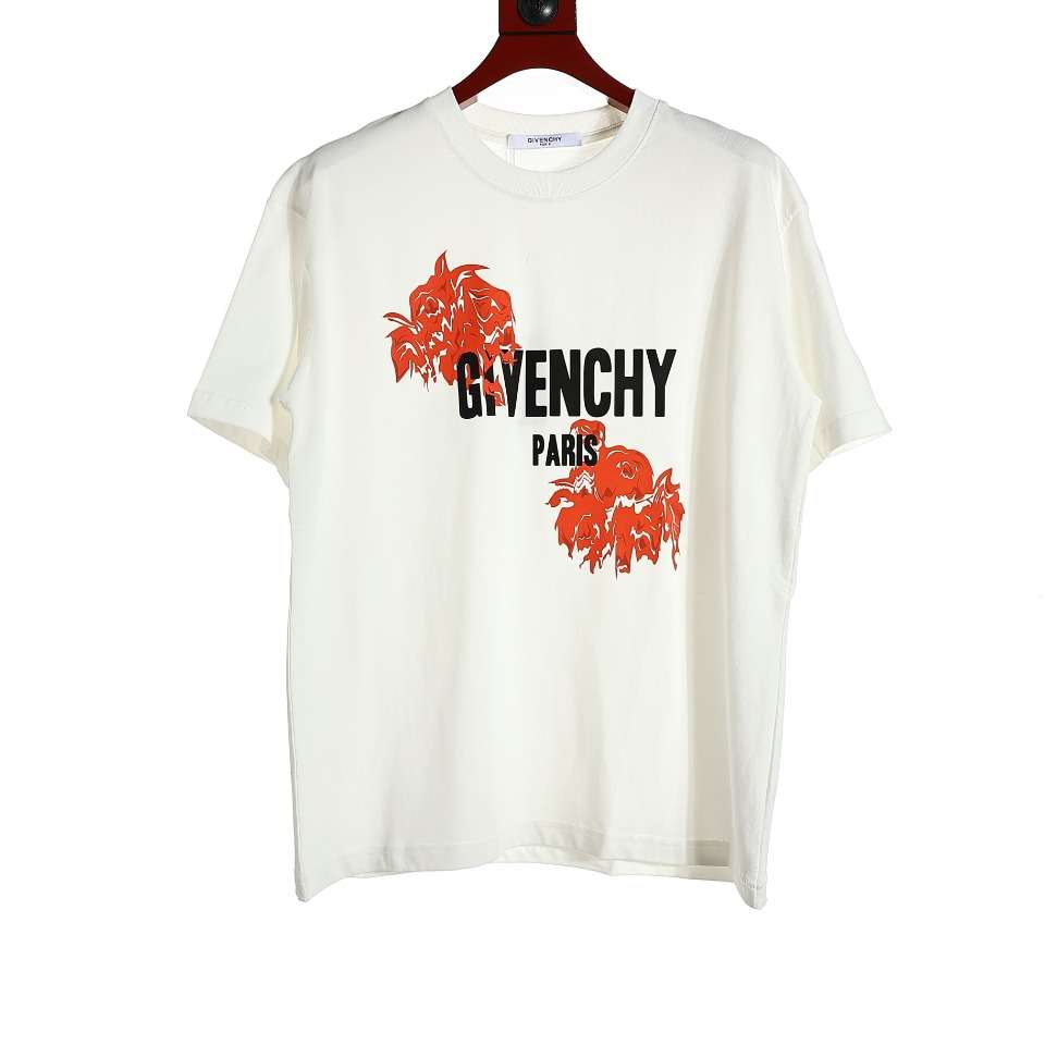YESKICKS Givenchy Scarlet Rose Print T-Shirt For Unisex Black And White