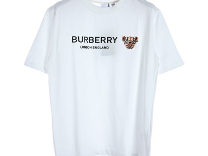YESKICKS Burberry Bear Letter Print T-Shirt For Unisex Black And White