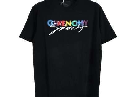 YESKICKS Givenchy Rainbow Logo Foam Printed T-Shirt For Unisex Black And White