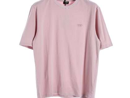 YESKICKS Fendi Washed Small Label Embroidered Logo T-Shirt For Unisex Black And Pink