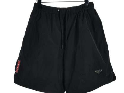 YESKICKS Prada Triangle Label Nameplate Shorts Pants For Unisex Black And White