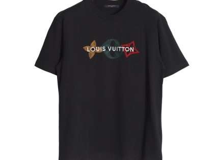 YESKICKS Louis Vuitton Embroidered Tri-Floral Letter T-Shirt For Unisex Black And White