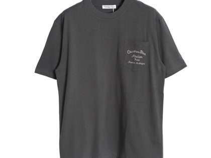 YESKICKS Dior Signature Embroidered Letter T-Shirt For Unisex Gray And Blue