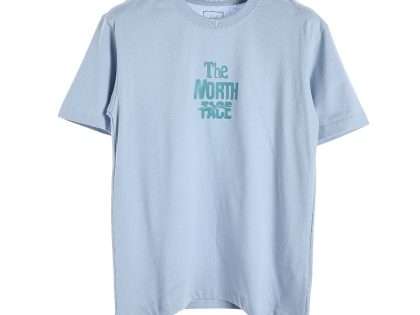 YESKICKS The North Face Climber's Collection Gunstock Short Sleeve Crew Neck T-Shirt For Unisex Blue And Apricot