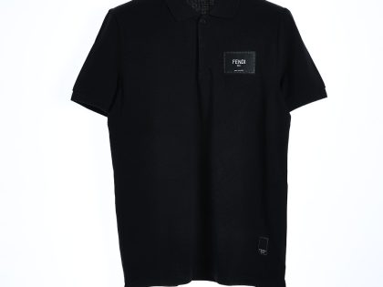 YESKICKS Fendi Letter Logo Patch Polo Shirt For Unisex Black And White