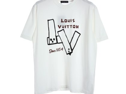 YESKICKS Louis Vuitton Graffiti Letter Print T-Shirt For Unisex Black And White