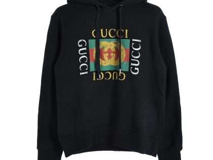 YESKICKS Gucci Classic Square Logo Print Hoodie For Unisex Black And Apricot