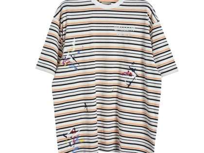 YESKICKS Gallery Dept Splash Ink Hand-Painted Monogrammed Striped T-Shirt For Unisex