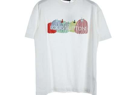 YESKICKS Louis Vuitton Cubic Pumpkin Print T-Shirt For Unisex Black And White