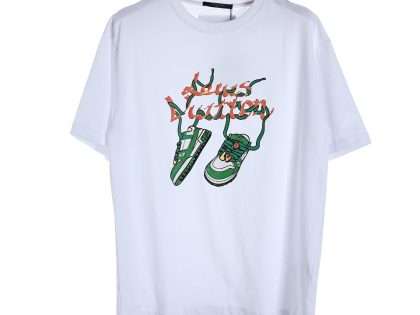 YESKICKS Louis Vuitton Shoes Printed T-Shirt For Unisex Black And White