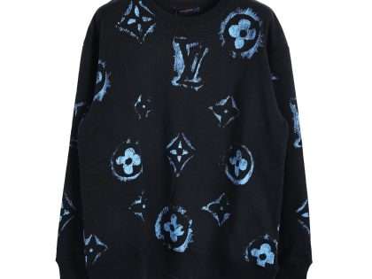 YESKICKS Louis Vuitton Monogram Gradient Inkjet Large Logo Crew Neck Sweatshirt For Unisex Black And White