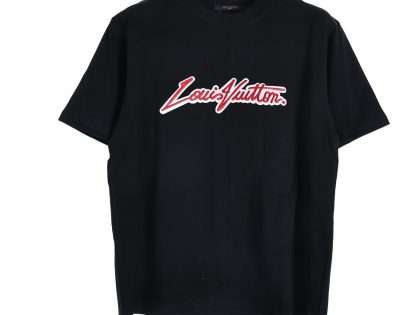 YESKICKS Louis Vuitton Red Thread Cursive Embroidery T-Shirt For Unisex