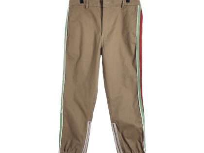 YESKICKS Gucci Webbing Cotton Trousers For Unisex Khaki