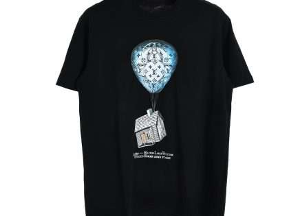 YESKICKS Louis Vuitton Dreamer Hot Air Balloon Vintage T-Shirt For Unisex Black And Apricot