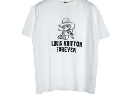 YESKICKS Louis Vuitton Sunflower Cartoon Limited Printed Couple Short Sleeve T-Shirt For Unisex Blue And White