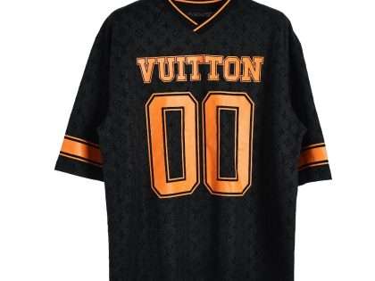 YESKICKS Louis Vuitton Monogram Orange Letter V Neck Short Sleeve T-Shirt For Unisex