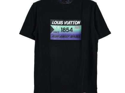 YESKICKS Louis Vuitton Block Letter Logo Short Sleeve T-Shirt For Unisex Black And White