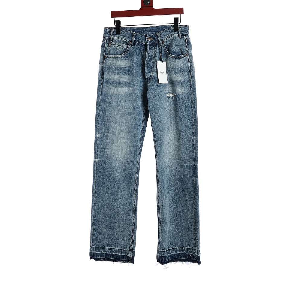 YESKICKS Celine Washed And Slashed Denim Jeans For Unisex