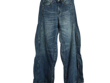 YESKICKS Louis Vuitton Wave Line Washed Denim Trousers For Unisex