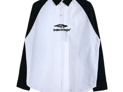 YESKICKS Balenciaga Panda Patchwork Black And White Embroidered Letter Long Sleeve Shirt For Unisex